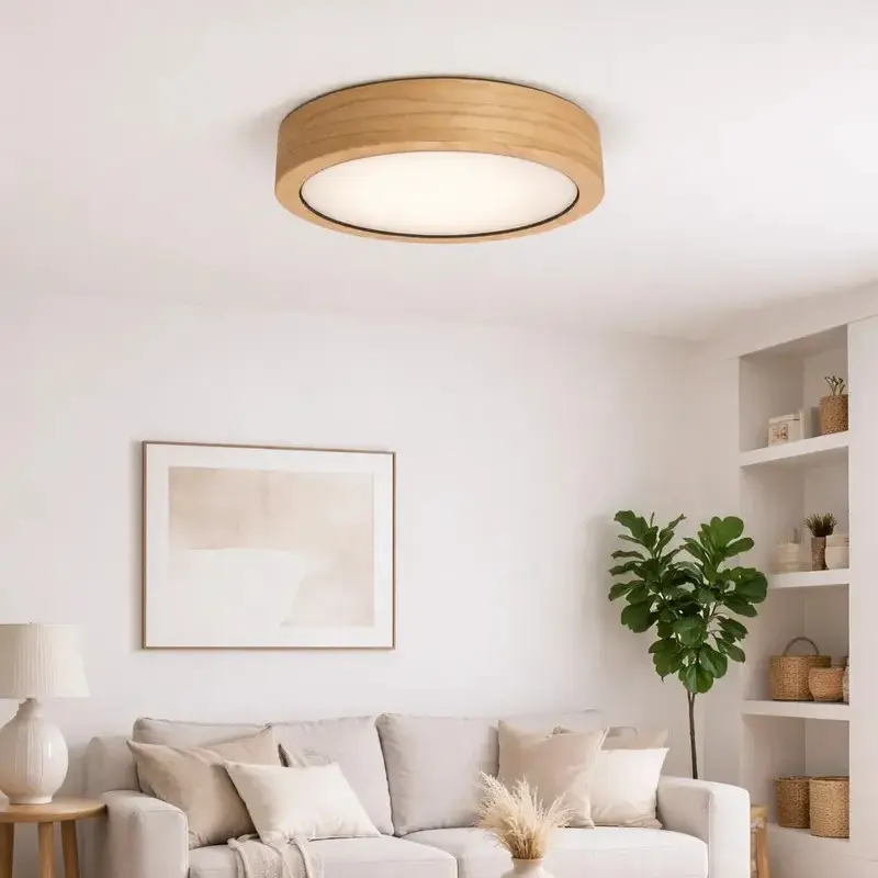 Tubo-A Lampara Plafón 48x15cm Madera, para 3 Focos Led.