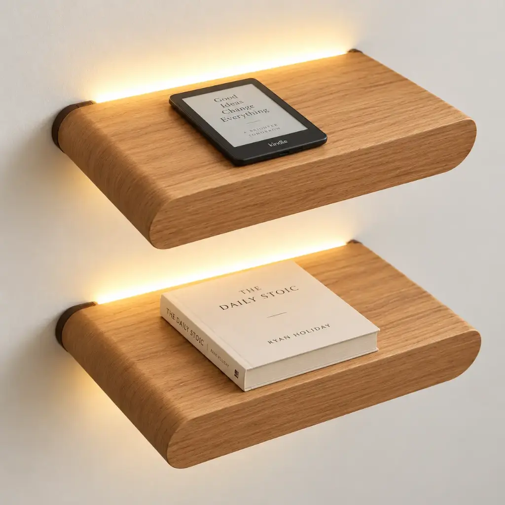 Pack x2 Estantes Mesa de Luz 40cm Ovlo Con USB y Toma 220V