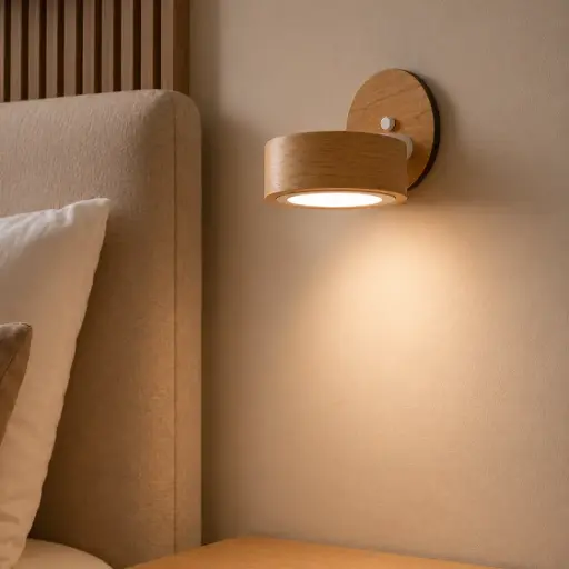 Aplique De Pared Movil Tubo Madera C 14x5cm Led 6w