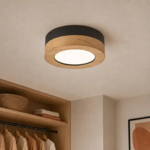 Tubo-A Plafón De Techo Madera 18x6cm Led 12w Vivo Color